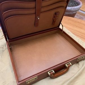 All leather briefcase with saddle attachment